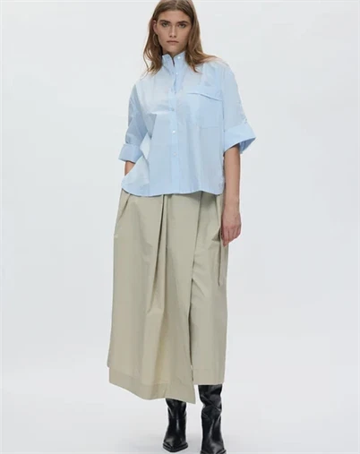 Rabens Saloner - Seval Poplin Boxy Skjorte - Light Blue
